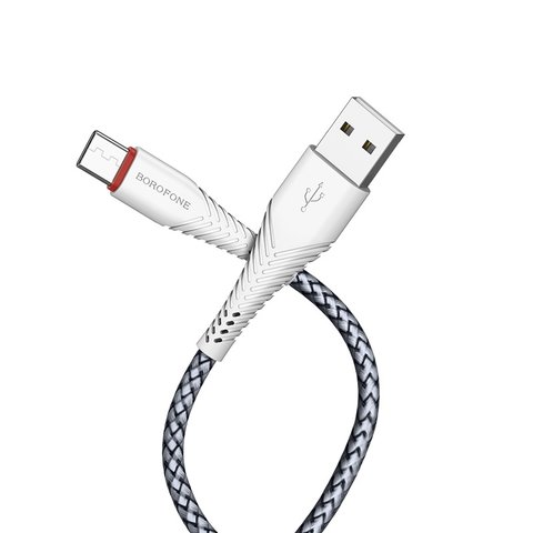 USB кабель Borofone BX25, USB тип-C, USB тип-A, 100 см, 3 A, белый, #69314744703507 Превью 1