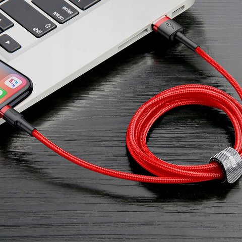 USB Cable Baseus Cafule, (USB type-A, USB type C, 300 cm, 2 A, red, nylon braided) #CATKLF-U09 Preview 3