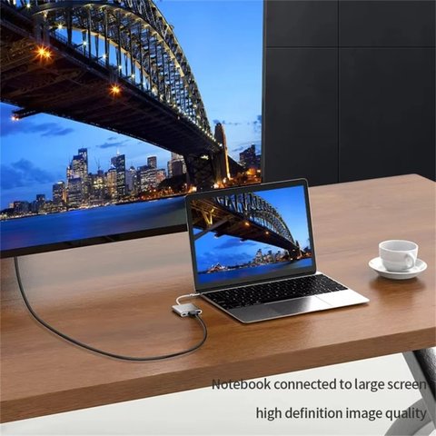 Адаптер Type-C - HDMI + USB3.0 + Type-C, конвертер, белый, hub Превью 1