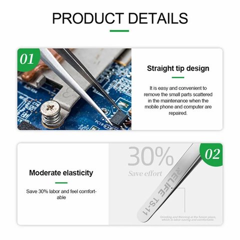 Pinzas para smd RELIFE TS-11, recta, 160 mm Vista previa  3