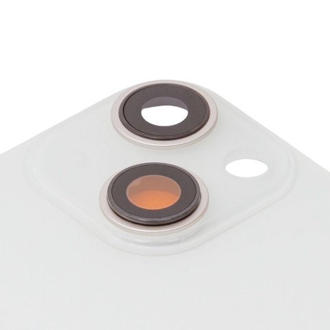 Задня панель корпуса для iPhone 13 mini, біла, із склом камери, small hole, starlight Прев'ю 1