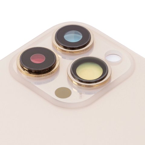 Задняя панель корпуса для iPhone 13 Pro Max, золотистая, со стеклом камеры, Gold, small hole Превью 1