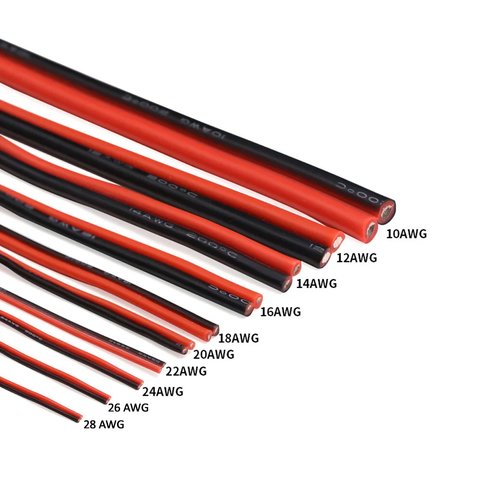 Провод в силиконовой изоляции 2x18AWG, 0,75 мм², 1 м, черный, красный, UL3135 Превью 1