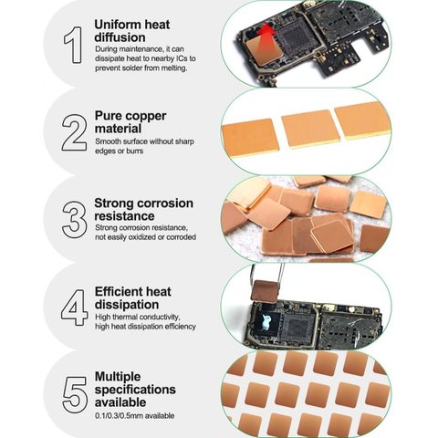 Термопрокладка RELIFE RL-093A, мідна, 0,1 мм, 14 мм, 12,45 мм, 50 шт Прев'ю 2